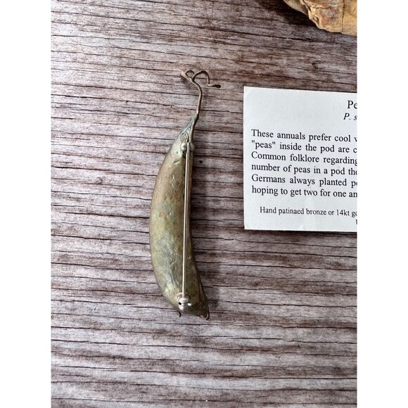 Michael Michaud Silver Seasons peapod brooch bronze freshwater pearl pin 3" - Picture 5 of 12